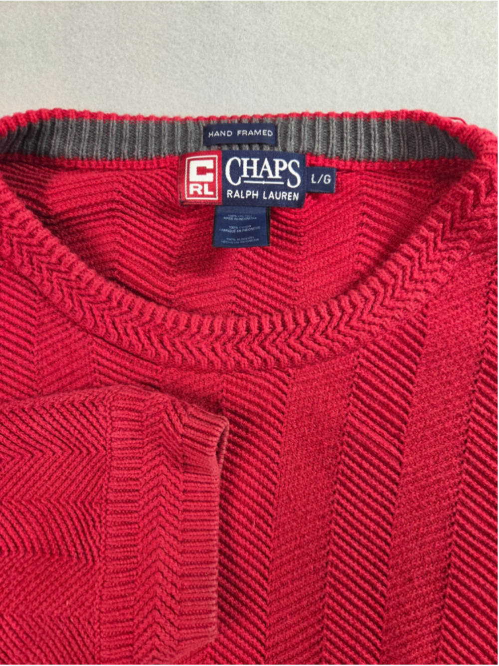Men's Chaps Ralph Lauren Red Crewneck Sweater Size L